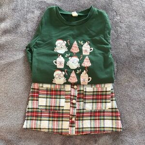 Amazon Kids Christmas Green and Plaid Matching Set